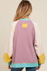 Yellow Colorblock Bubble Sleeve Maternity Pullover