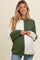 Olive Colorblock Checker Print Fuzzy Knit Maternity Sweater