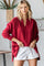 Burgundy V-Neck Oversized Blouse