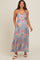 Blue Floral Crossover Neckline Maternity Maxi Dress