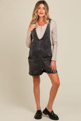 Charcoal Denim Scoop Neck Maternity Short Overall