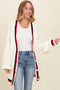 Ivory Contrast Border Open Cardigan