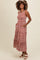 Rust Floral Sleeveless Ruffle Tiered Maxi Dress