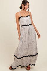 Ivory Floral Contrast Trim Maxi Dress