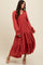 Rust Smocked Tiered Long Sleeve Maxi Dress