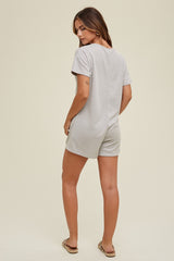 Grey Button-Up Knit Romper
