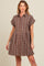 Mocha Plaid Rolled Cuff Sleeve Button Down Maternity Dress
