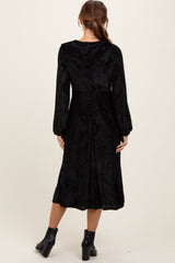 Black Velvet Damask Midi Dress
