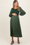 Forest Green Contrast Knit Bodice Maternity Maxi Dress