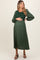 Forest Green Contrast Knit Bodice Maternity Maxi Dress