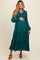 Emerald Smocked Tiered Maternity Midi Dress