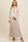Beige Ribbed Knit Collared Button Up Maternity Maxi Dress