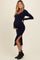 Navy Ribbed Knit Side Slit Maternity Midi Dress
