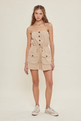 Latte Classic Buttondown Cargo Romper