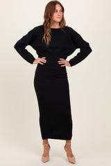 Black Knit Midi Skirt Sweater Set