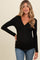 Black Ribbed V-Neck Long Sleeve Maternity Top