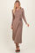 Mocha Pleated Waist Tie Midi Sweater Dress