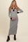 Heather Grey Striped Collared Long Sleeve Maternity Midi Dress
