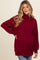 Burgundy Brushed Knit Cowl Neck Maternity Pullover