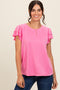 Pink Ruffle Short Sleeve Top
