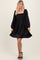 Black Satin Pleated Detail Bodice Dress