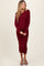 Burgundy Ribbed Knit Fitted Maternity Midi Sweater Dress