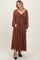 Mocha Chiffon Twisted Front Midi Dress