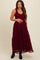 Burgundy Textured Smocked Bodice Sleeveless Maternity Maxi Dress