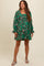 Green 3/4 Ruffle Sleeve Floral Maternity Mini Dress