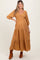 Dark Yellow Floral Long Sleeve Tiered Maternity Maxi Dress