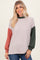 Cream Ribbed Colorblock Side Slit Top