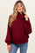 Burgundy Chunky Knit Turtleneck Maternity Sweater