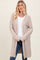 Beige Contrast Rib Long Open Cardigan