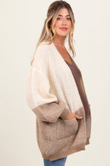 Cream Colorblock Bubble Sleeve Knit Maternity Cardigan