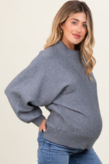 Grey Oversized Bubble Sleeve Maternity Sweater