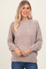 Beige Chenille Knit Maternity Sweater