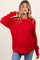 Red Waffle Knit Rounded Hem Maternity Sweater