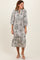 Forest Green Printed Split Ruffle Collar Midi Dress