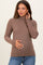 Mocha Ribbed Knit Ruffle Edge Turtleneck Maternity Top