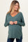 Olive Front Seam V-Neck Side Slit Maternity Sweater