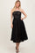 Black Floral Lace Embroidered Overlay Strapless Midi Dress
