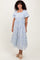 Light Blue Floral Print Ruffle Hem Midi Dress