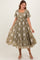 Olive Floral Print Ruffle Hem Midi Dress