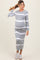 Heather Grey Striped Knit Long Sleeve Maternity Midi Sweater Dress