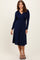 Navy Crossover V-Neckline Long Sleeve Nursing Dress