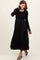 Black Knit Contrast Pleated Skirt Midi Dress