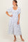 Blue Floral Smocked Bodice Midi Dress