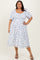 Blue Smocked Cinched Bodice Plus Midi Dress