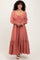 Mauve Square Neckline Bubble Sleeve Maxi Dress