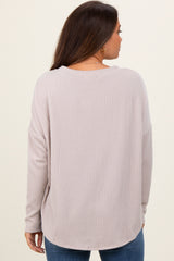 Cream Ribbed Knit Relaxed Fit Round Hem Maternity Top